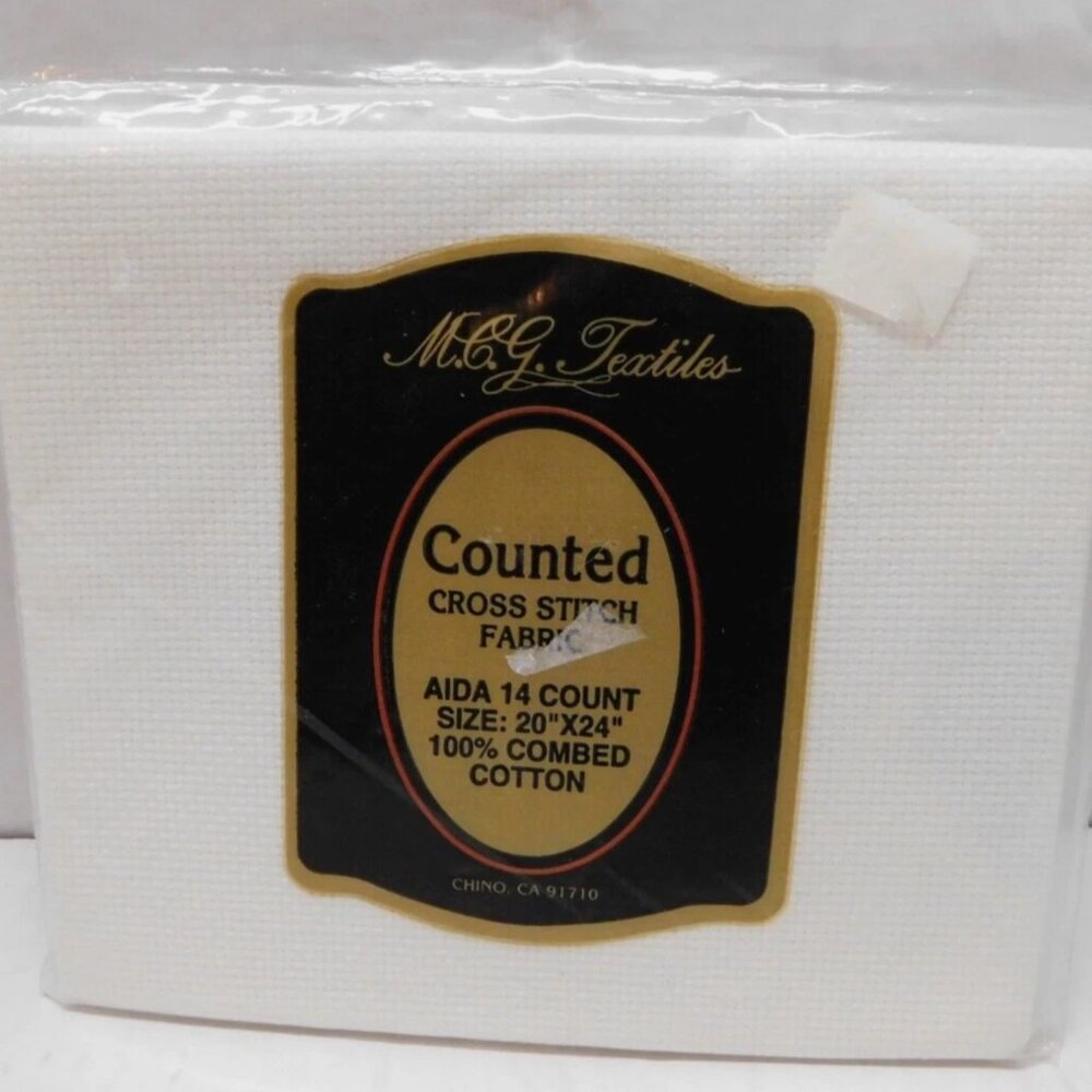 Counted Cross Stitch Fabric Aida 14 Count 20" x 24" Combed Cotton White